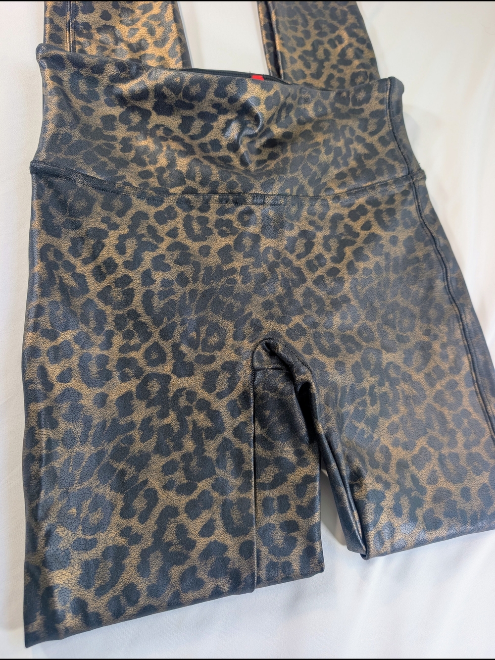 SPANX Leopard Print Faux Leather Leggings - Brown And Gold - Picture 6 of 8